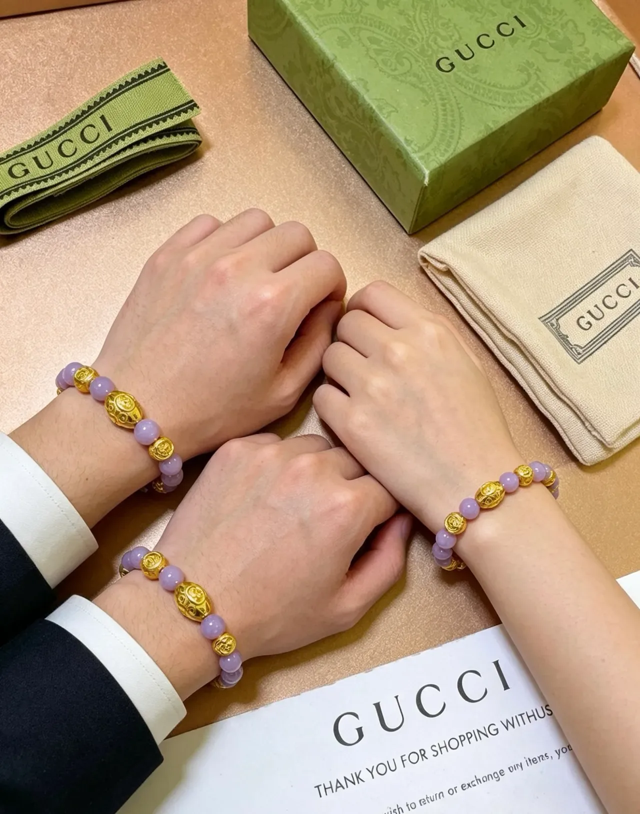 Gucci Purple Gold Beaded Metal Bracelet 3