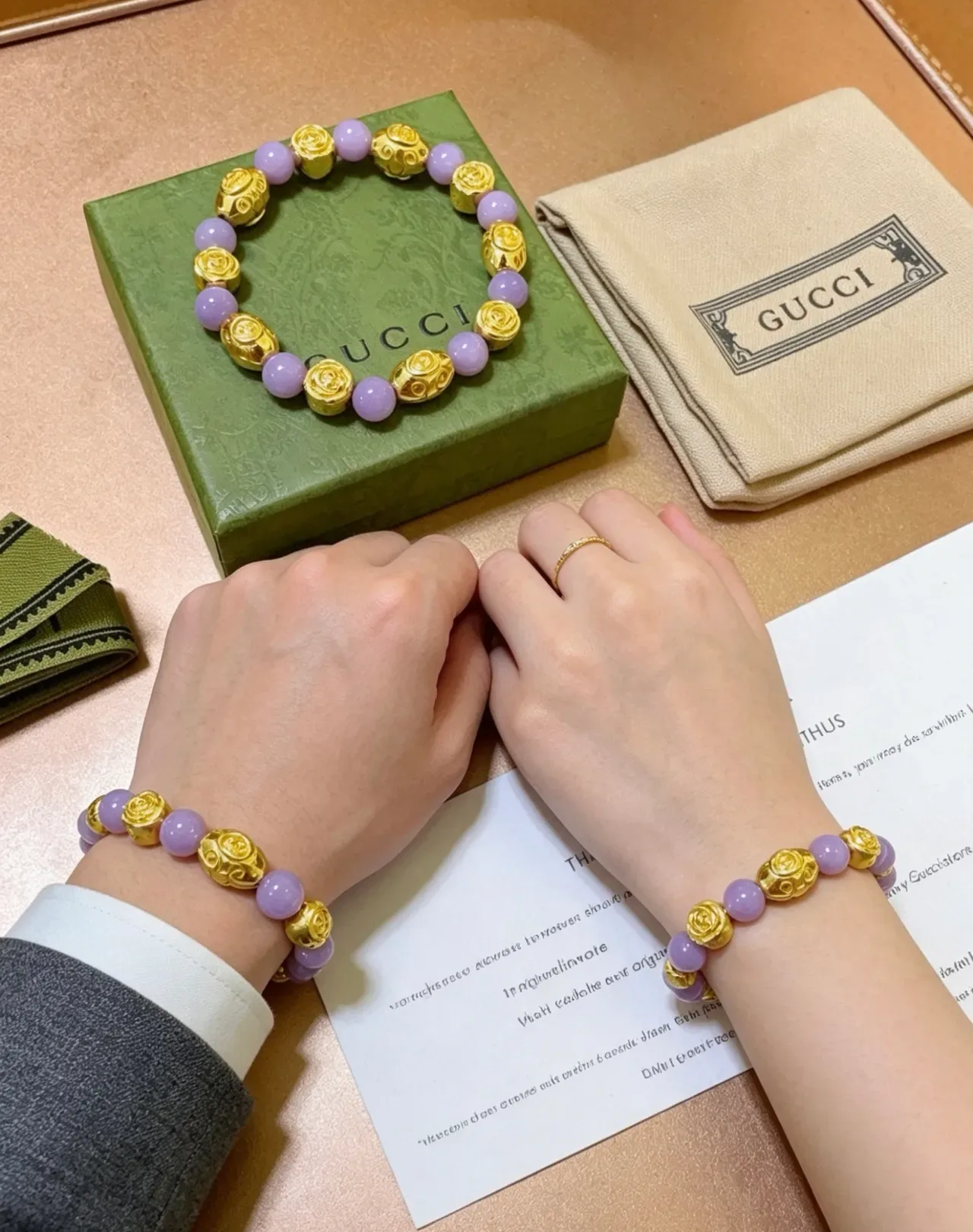 Gucci Purple Gold Beaded Metal Bracelet 5