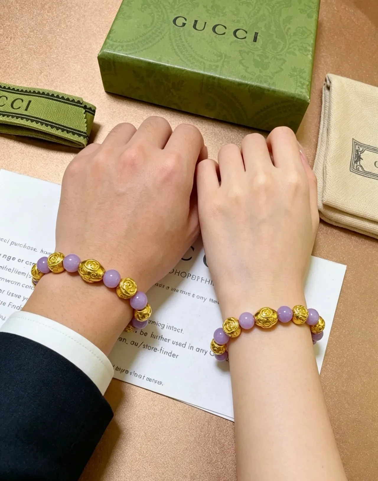 Gucci Purple Gold Beaded Metal Bracelet 8