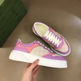 Gucci Purple Pink Color-Blocked GG Monogram Canvas Lifestyle Sneakers