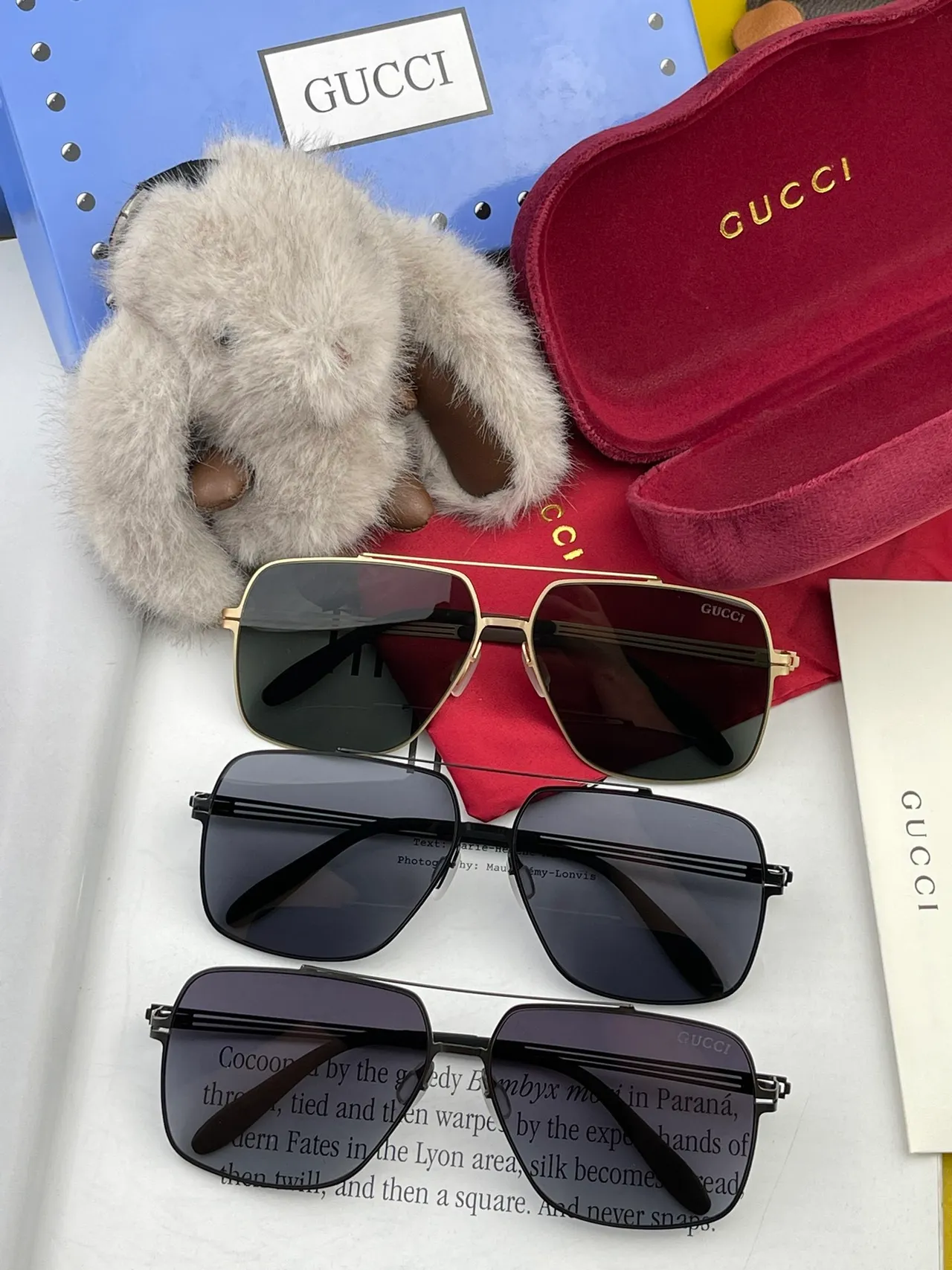 Gucci Rectangular Metal Frame Gradient Gray Sunglasses 4