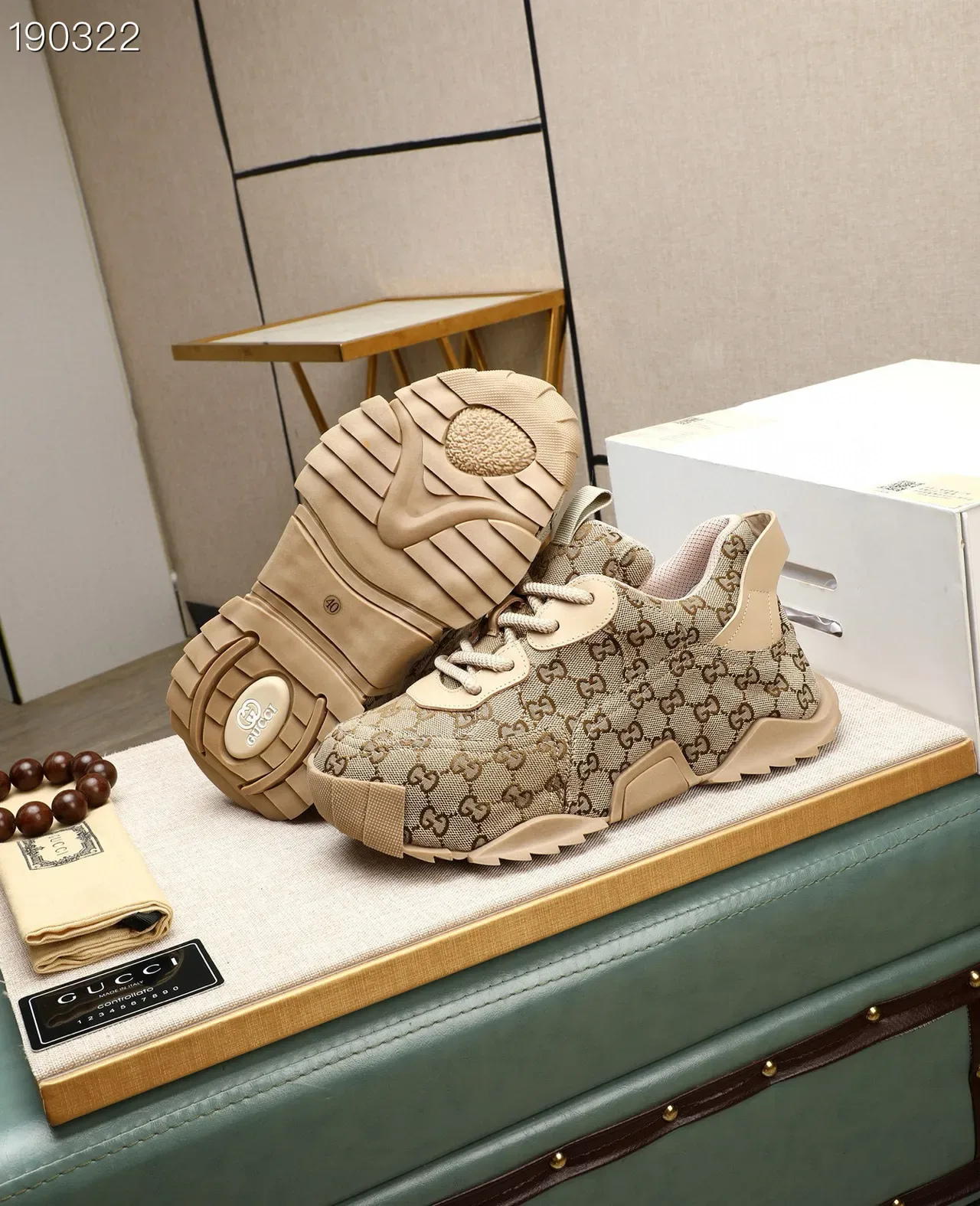 Gucci Rhyton Beige Brown GG Monogram Lifestyle Sneakers 3