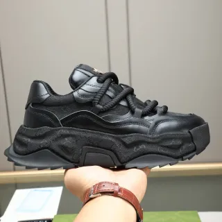 Gucci Rhyton Black Monogram Jacquard Chunky Sneakers