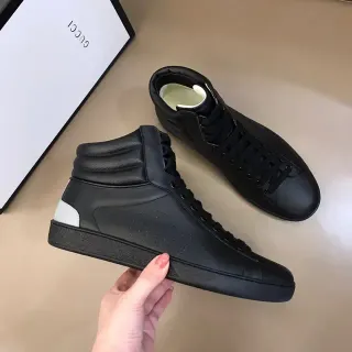 Gucci Rhyton Black White High-Top Perforated Side Panel Lifestyle Sneakers