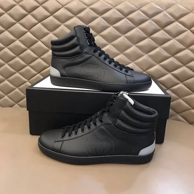 Gucci Rhyton Black White High-Top Perforated Side Panel Lifestyle Sneakers 2
