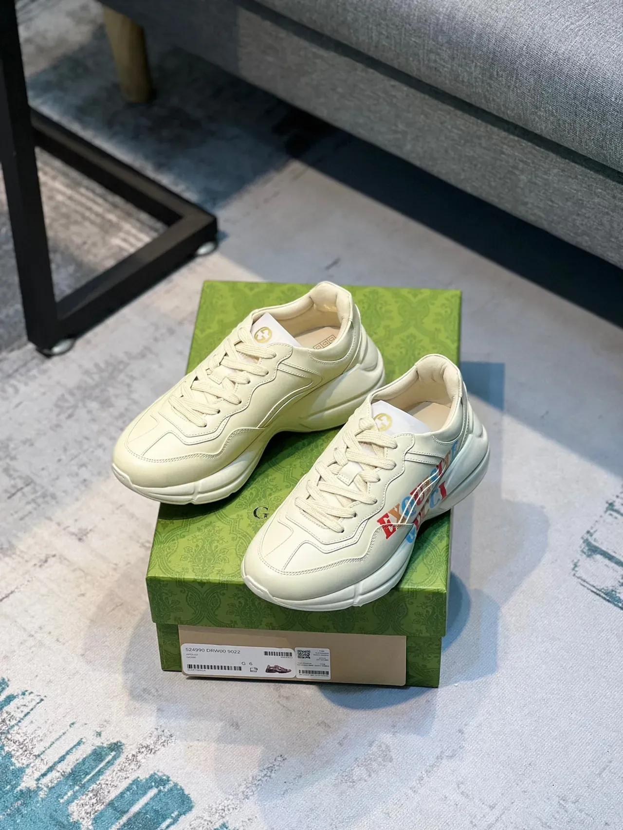 Gucci Rhyton حذاء رياضي جلدي كاجوال كبير متعدد الألوان مع تصميم جرافيكي 5