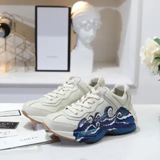 Gucci Rhyton Off-White Wave-Print Chunky Sneakers