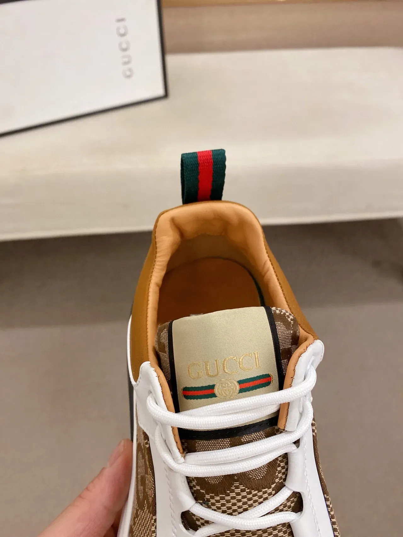 Gucci Rhyton Tan and White GG Monogram Lifestyle Sneakers 6