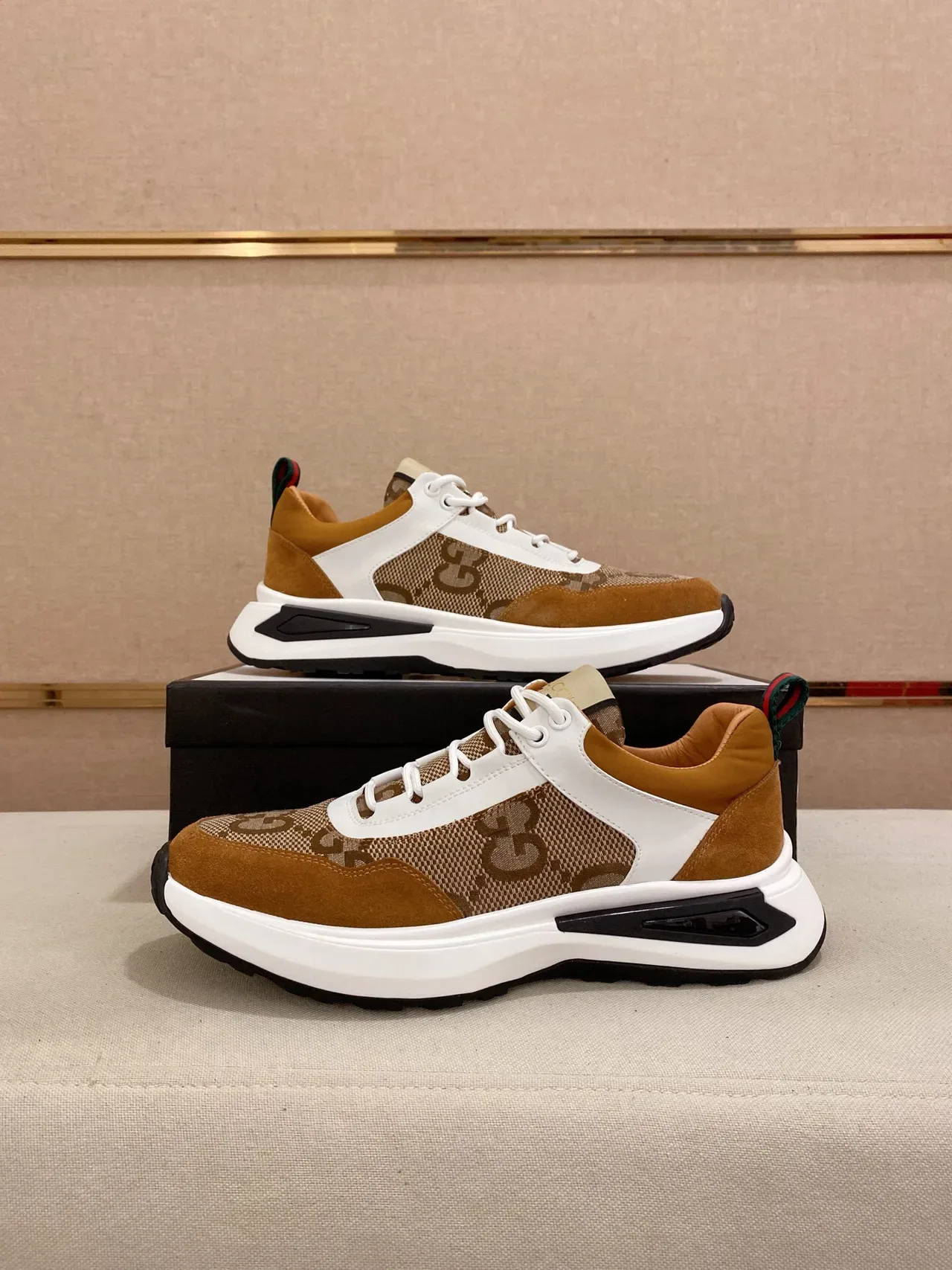 Gucci Rhyton Tan and White GG Monogram Lifestyle Sneakers 7