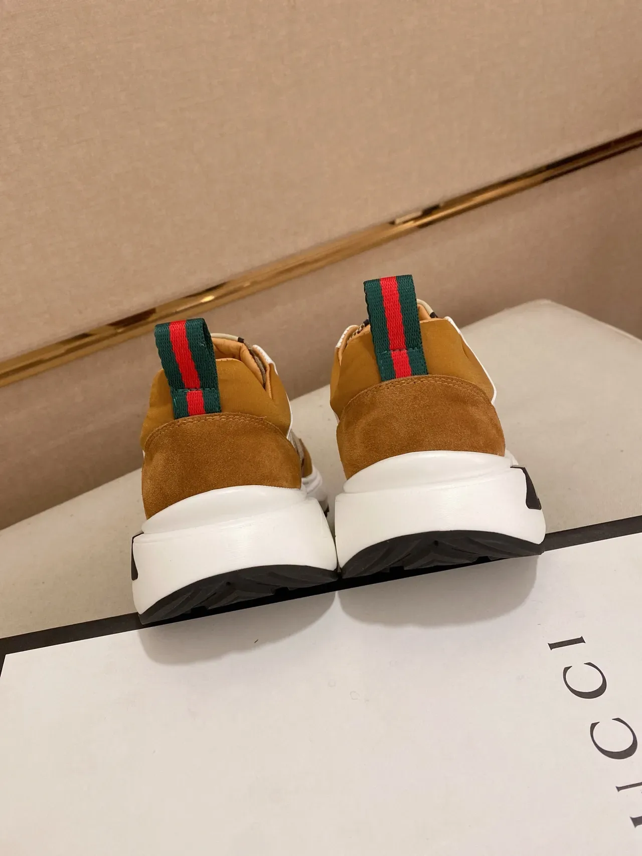 Gucci Rhyton Tan and White GG Monogram Lifestyle Sneakers 8