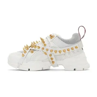 Gucci Rhyton White Gold Sole Spike-Studded Strap Chunky Sneakers 2