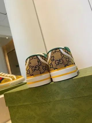 Gucci Screener Beige GG Monogram Web Stripe Lifestyle Sneakers 2