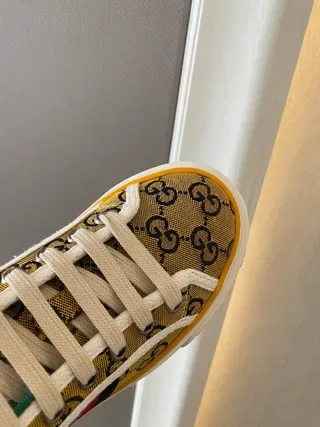 Gucci Screener Beige GG Monogram Web Stripe Lifestyle Sneakers 3