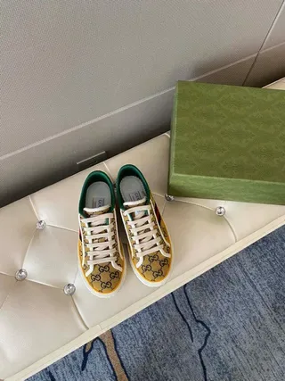 Gucci Screener Beige GG Monogram Web Stripe Lifestyle Sneakers 4