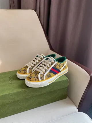 Gucci Screener Beige GG Monogram Web Stripe Lifestyle Sneakers 6