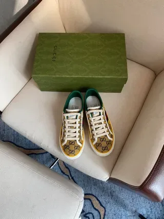 Gucci Screener Beige GG Monogram Web Stripe Lifestyle Sneakers 7