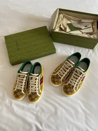 Gucci Screener Beige GG Monogram Web Stripe Lifestyle Sneakers 8