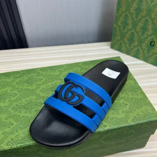 Gucci Screener Interlocking G नीले और काले चप्पल