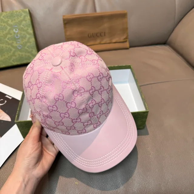 Gucci Screener Monogram Pink Baseball Cap 6