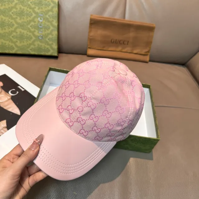 Gucci Screener Monogram Pink Baseball Cap 7