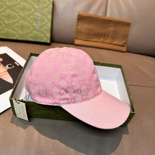 Gucci Screener Monogram Pink Baseball Cap 8