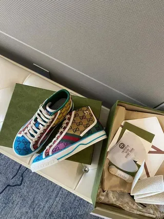 Gucci Screener Multicolor GG Monogram High-Top Lifestyle Sneakers 1