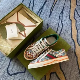 Gucci Screener Multicolor Printed Web Stripe Lifestyle Sneakers