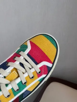 Gucci Screener Multicolor White Striped Canvas Upper Web Stripe Detail Lifestyle Sneakers 2