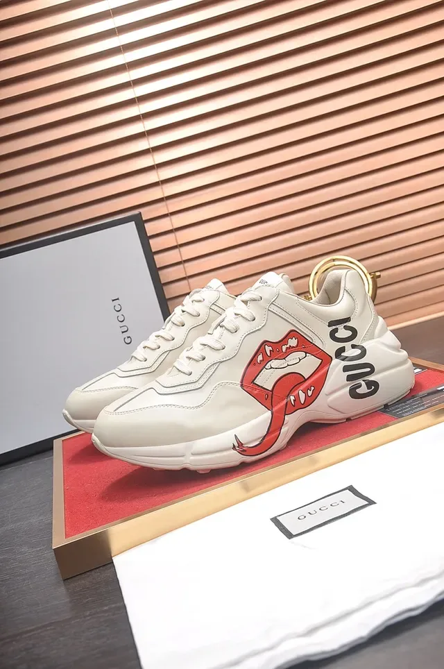 Gucci Screener Tongue Off-White Red Graphic Lifestyle Sneakers 4