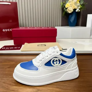 Gucci Screener White and Blue Leather Lifestyle Sneakers