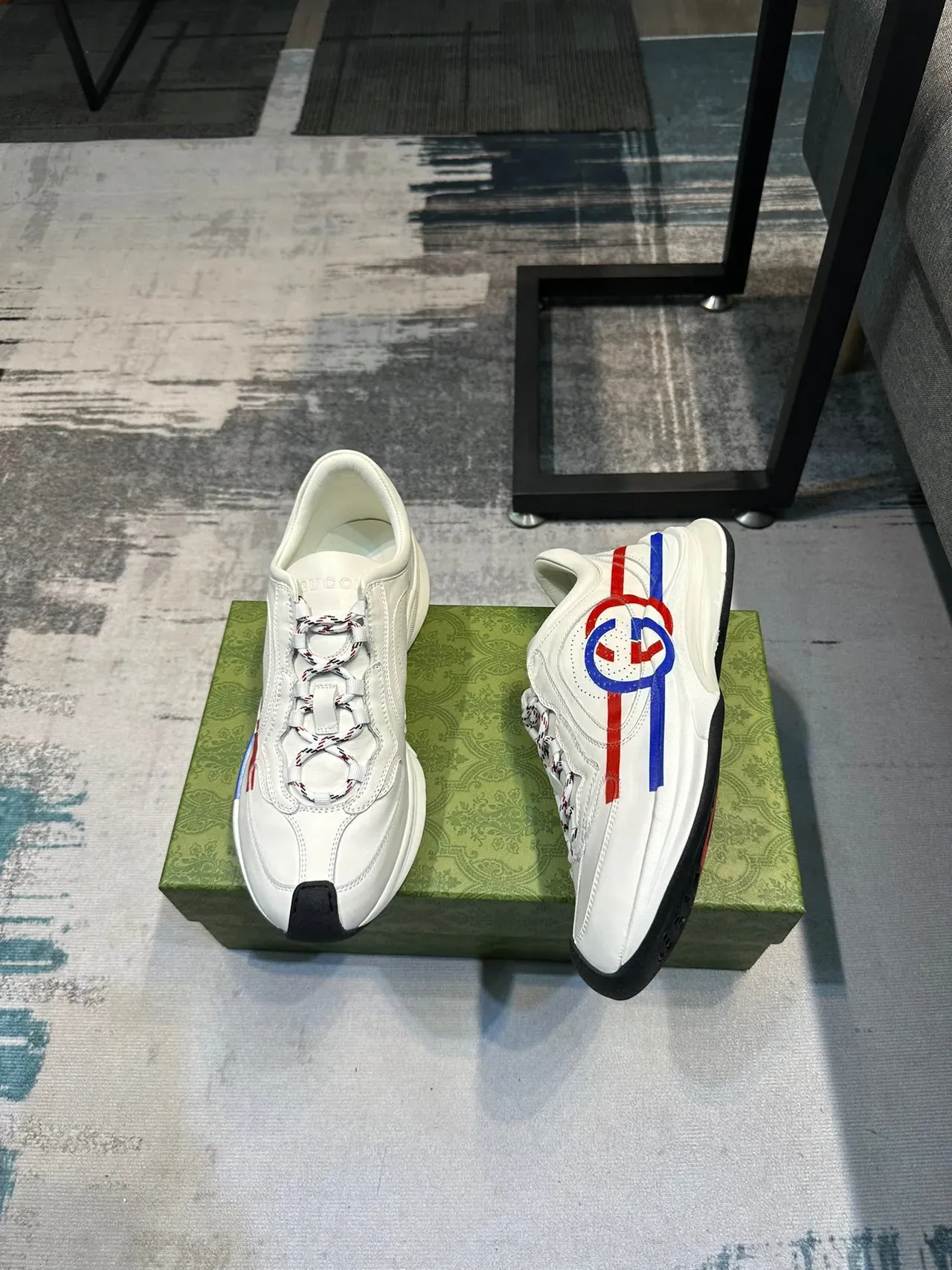 Gucci Screener White Red Blue Logo Lifestyle Sneakers 4