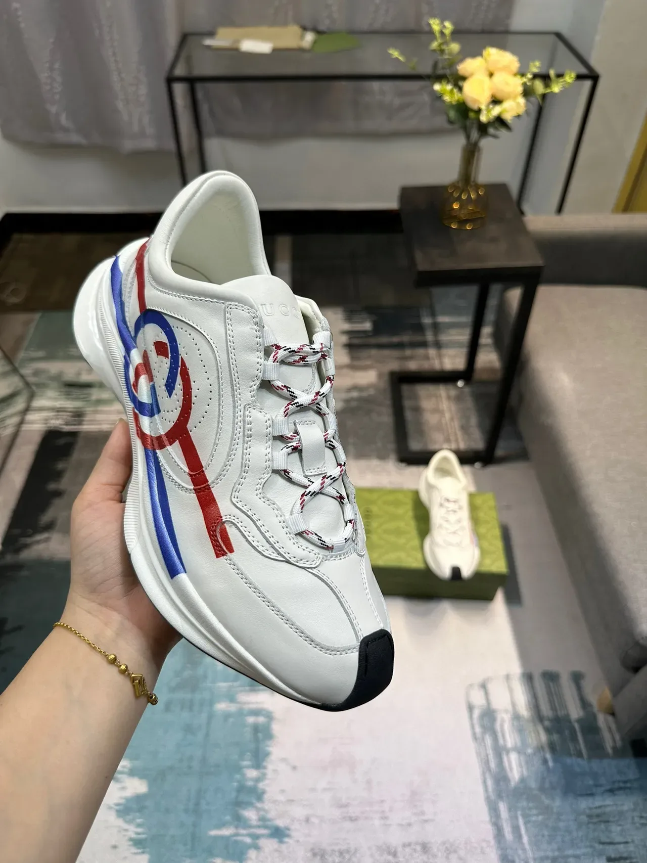 Gucci Screener White Red Blue Logo Lifestyle Sneakers 6