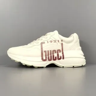 Gucci Screener White Red Chunky Sole Oversized Logo Print Lifestyle Sneakers