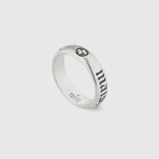 Gucci Script Interlocking G Engraved Silver-Tone Ring