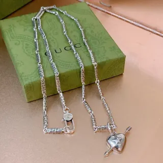 Gucci Silver Heart and Arrow Pendant Necklace