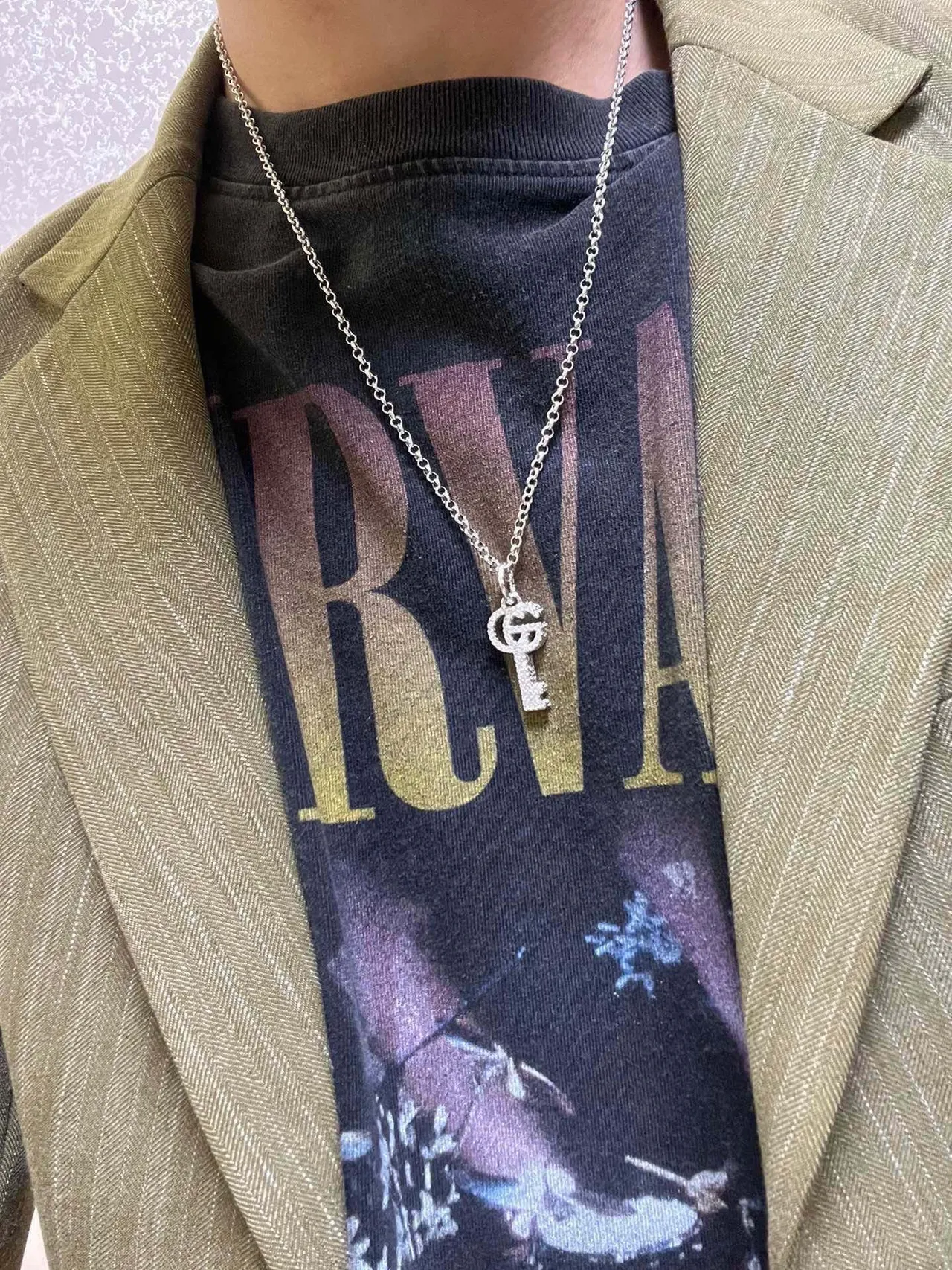 Gucci Silver White Pavé-Set Necklace 3