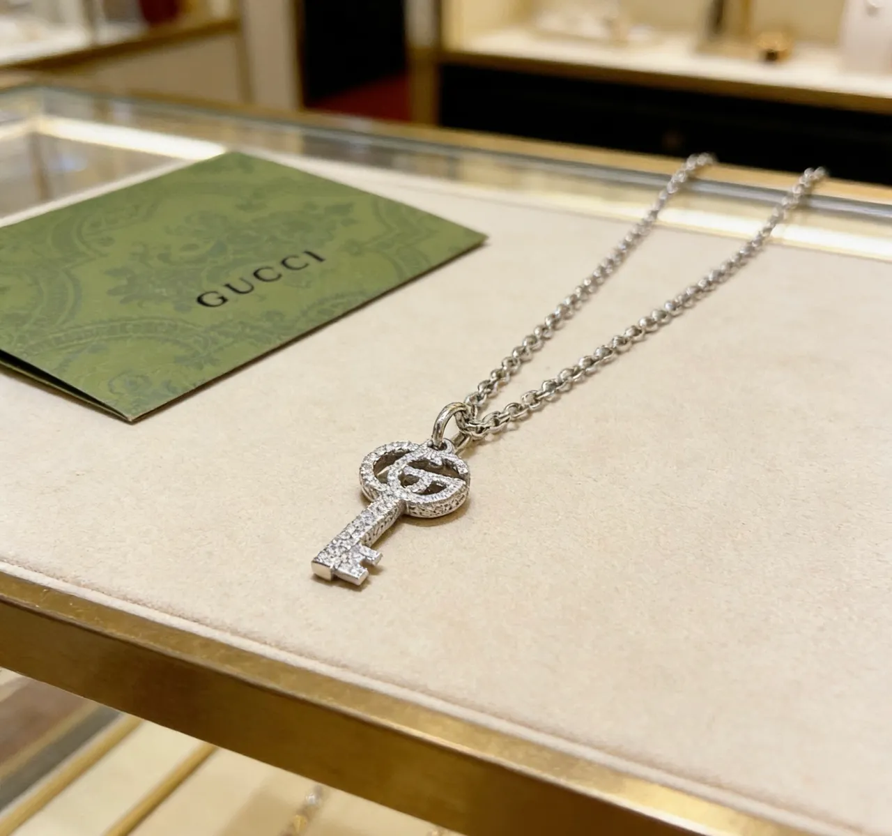 Gucci Silver White Pavé-Set Necklace 5