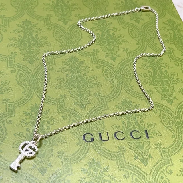 Gucci Silver White Pavé-Set Necklace 7