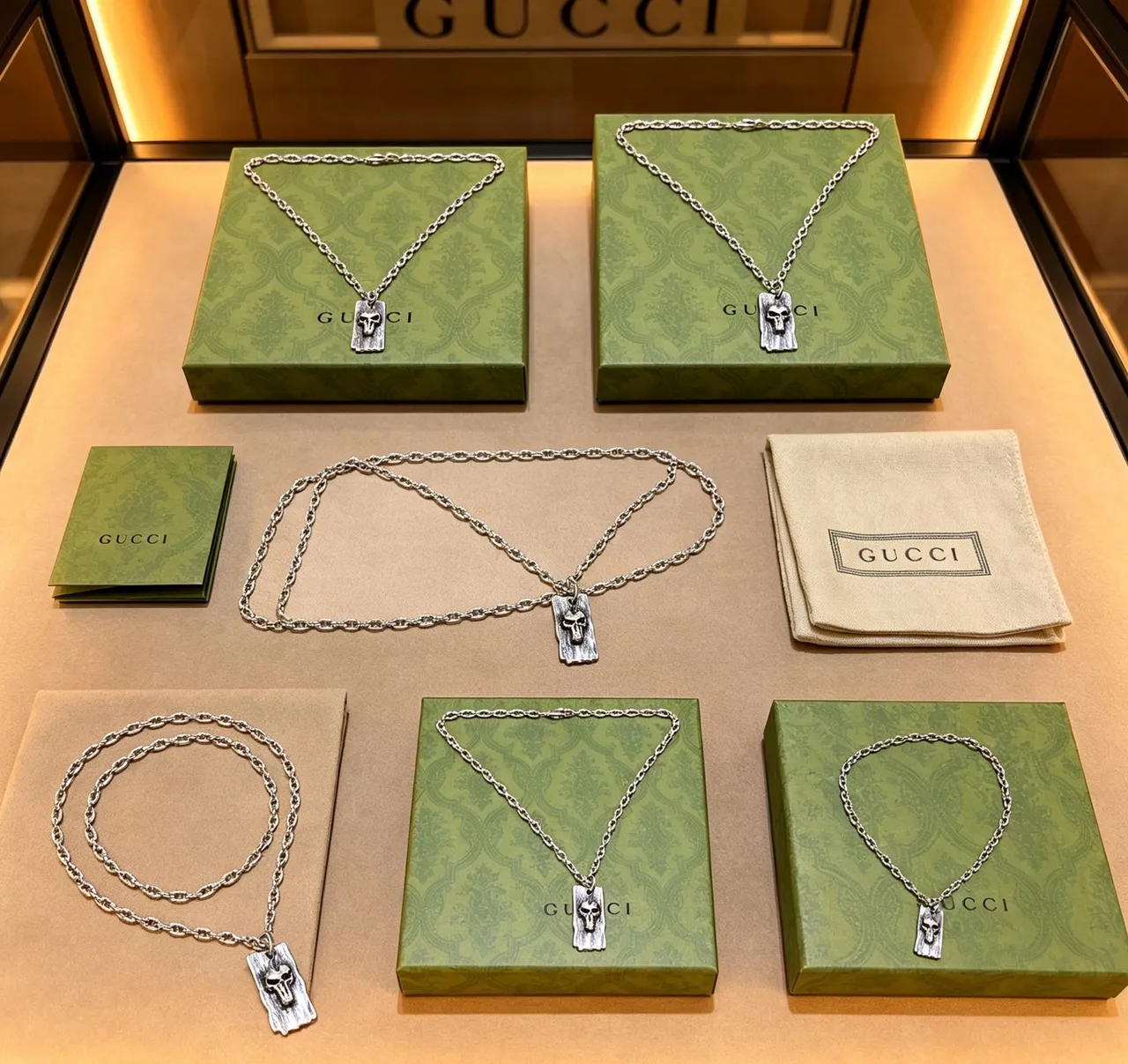Gucci Skull Motif Silver-Tone Chain Necklaces 3