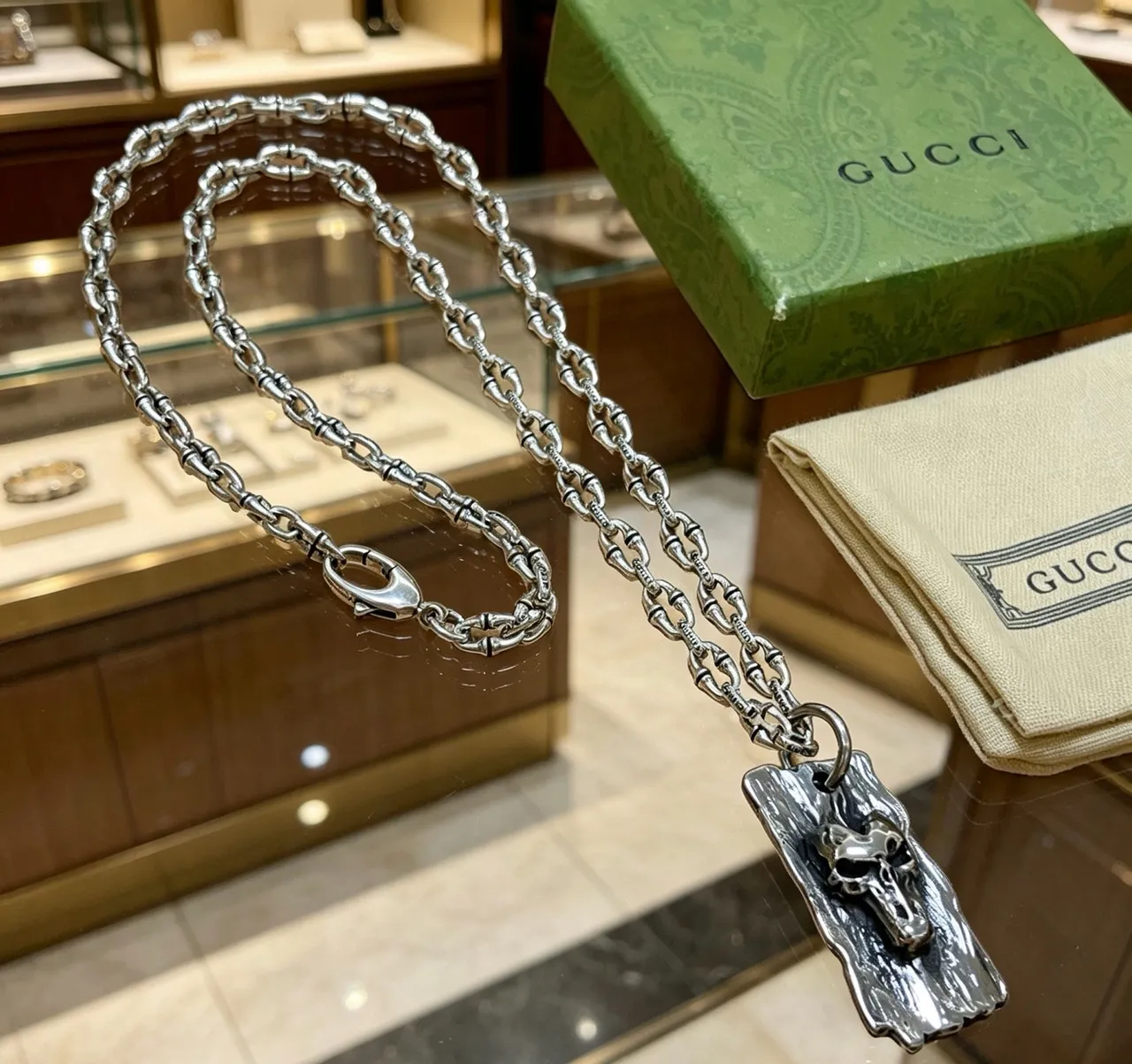 Gucci Skull Motif Silver-Tone Chain Necklaces 6