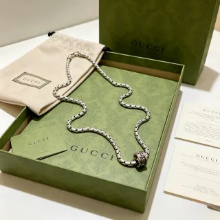 Gucci Snake-Link Oxidized Silver Necklace