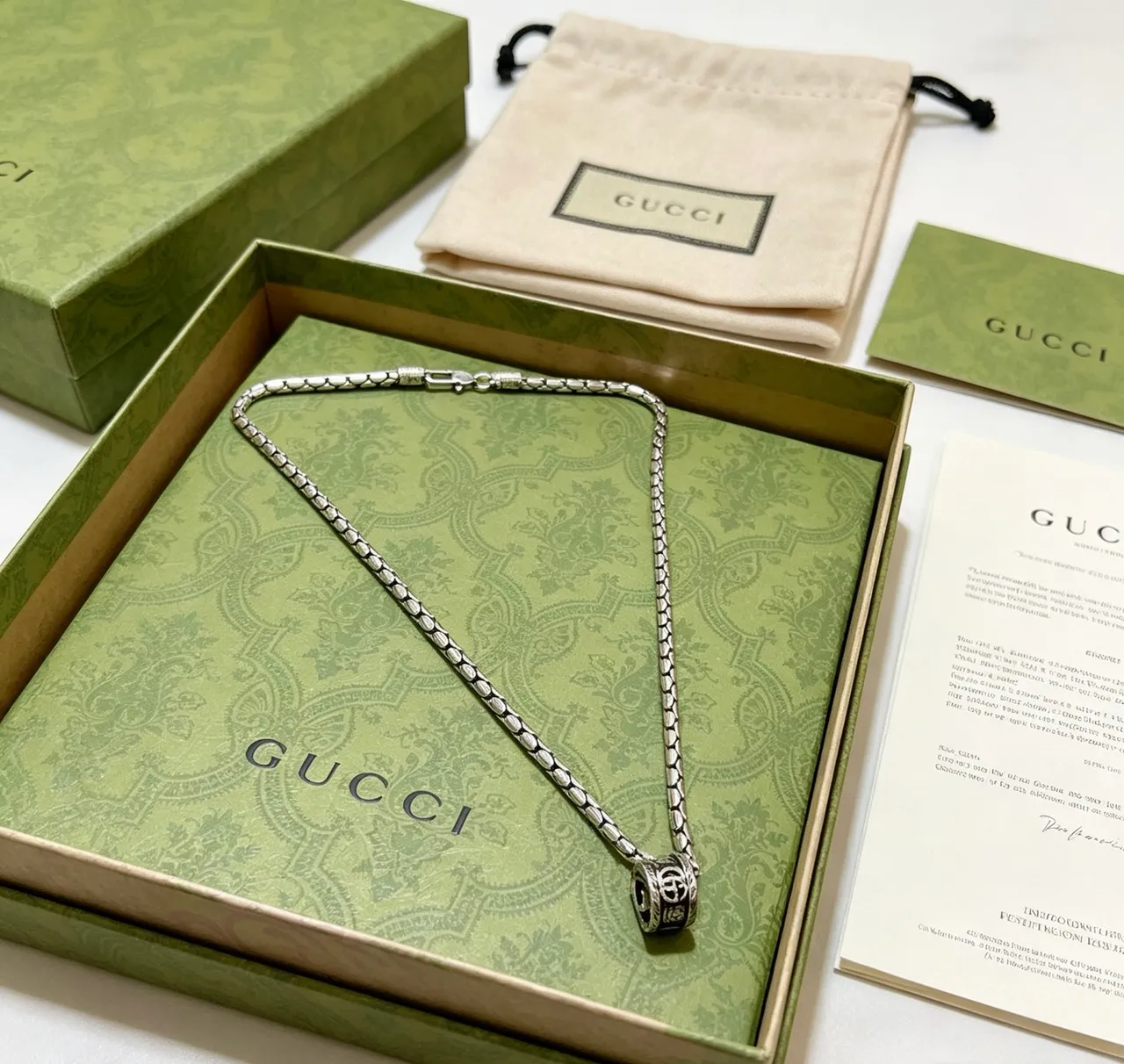 Gucci Snake-Link Oxidized Silver Necklace 9