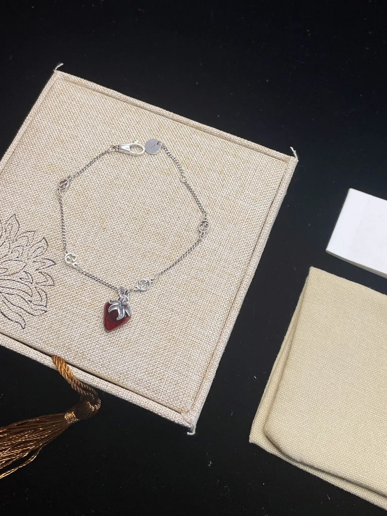 Gucci Strawberry Charm Silver Chain Bracelet 4
