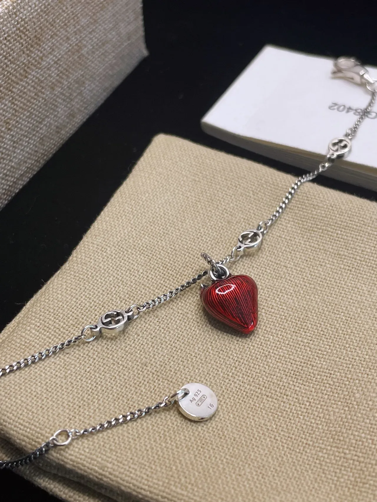 Gucci Strawberry Charm Silver Chain Bracelet 5
