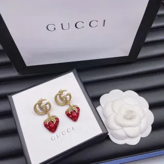 Gucci Strawberry Interlocking G Drop Earrings