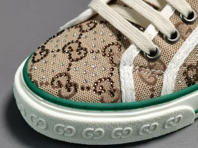 Gucci Tennis 1977 Beige Vert Rouge Web Monogram Lifestyle Sneakers 5