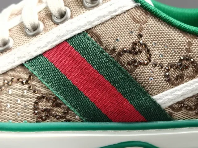 Gucci Tennis 1977 Beige Vert Rouge Web Monogram Lifestyle Sneakers 7