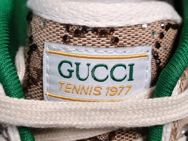 Gucci Tennis 1977 Beige Vert Rouge Web Monogram Lifestyle Sneakers 8