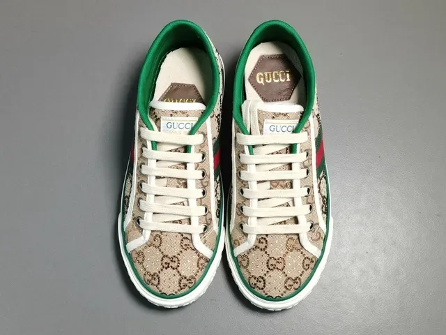 Gucci Tennis 1977 Beige Vert Rouge Web Monogram Lifestyle Sneakers 12