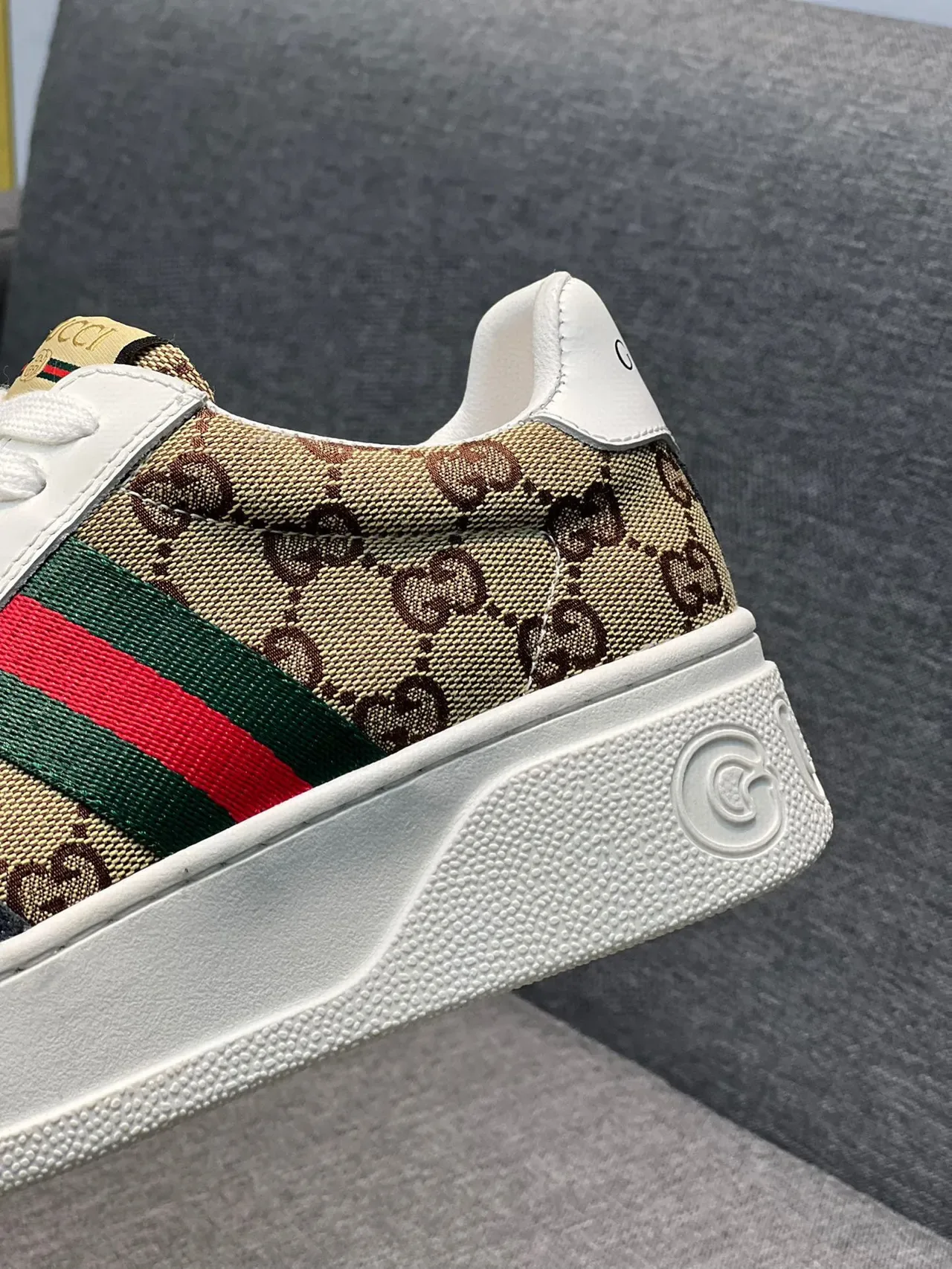 Gucci Tennis 1977 Beige Navy Web Platform Lifestyle Sneakers 8